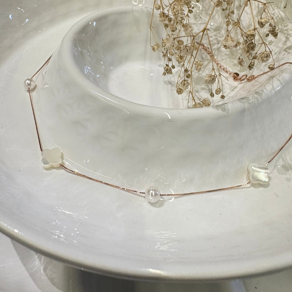 Pearldust Drift Stone Gold Charm Necklace | 925 Silver