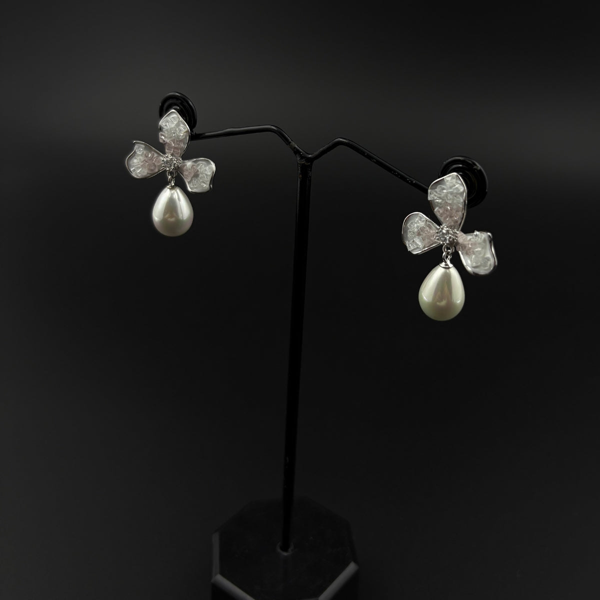 Blush Petal Pearls Earrings | 925 Silver