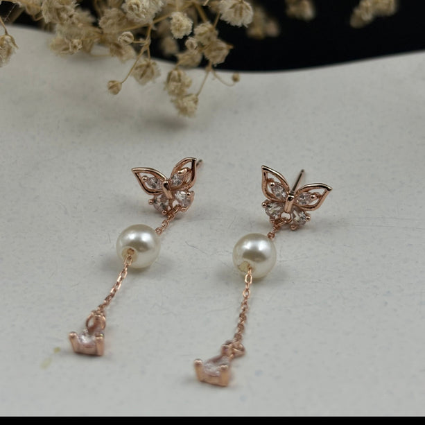 Blush Whisper Rose Drop Earrings | 925 Silver