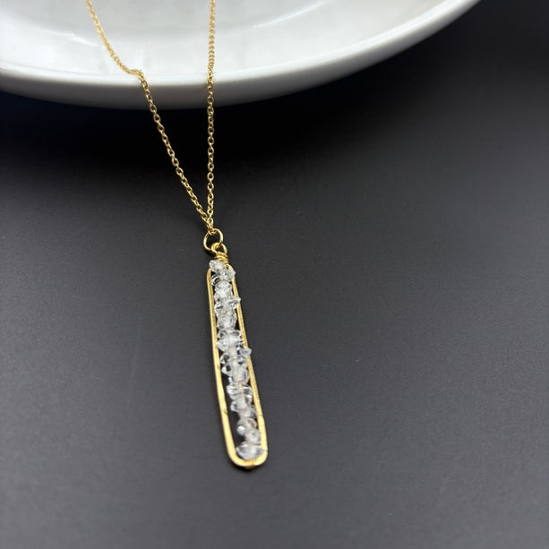 Crystal Beam Gold Pendant | 925 Silver