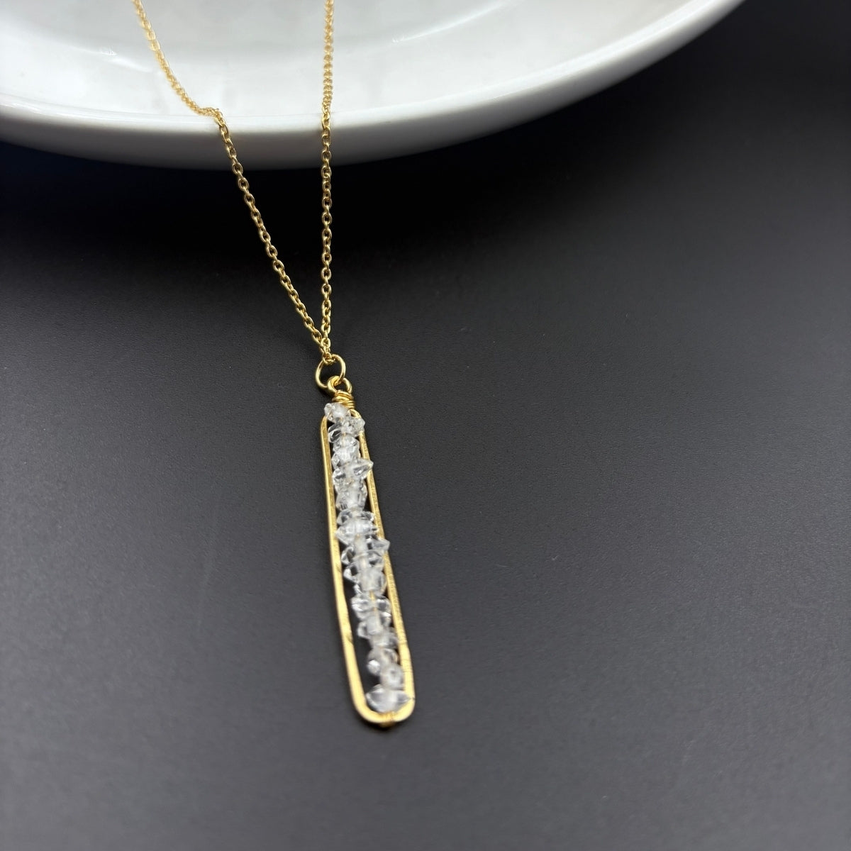 Crystal Beam Gold Pendant | 925 Silver