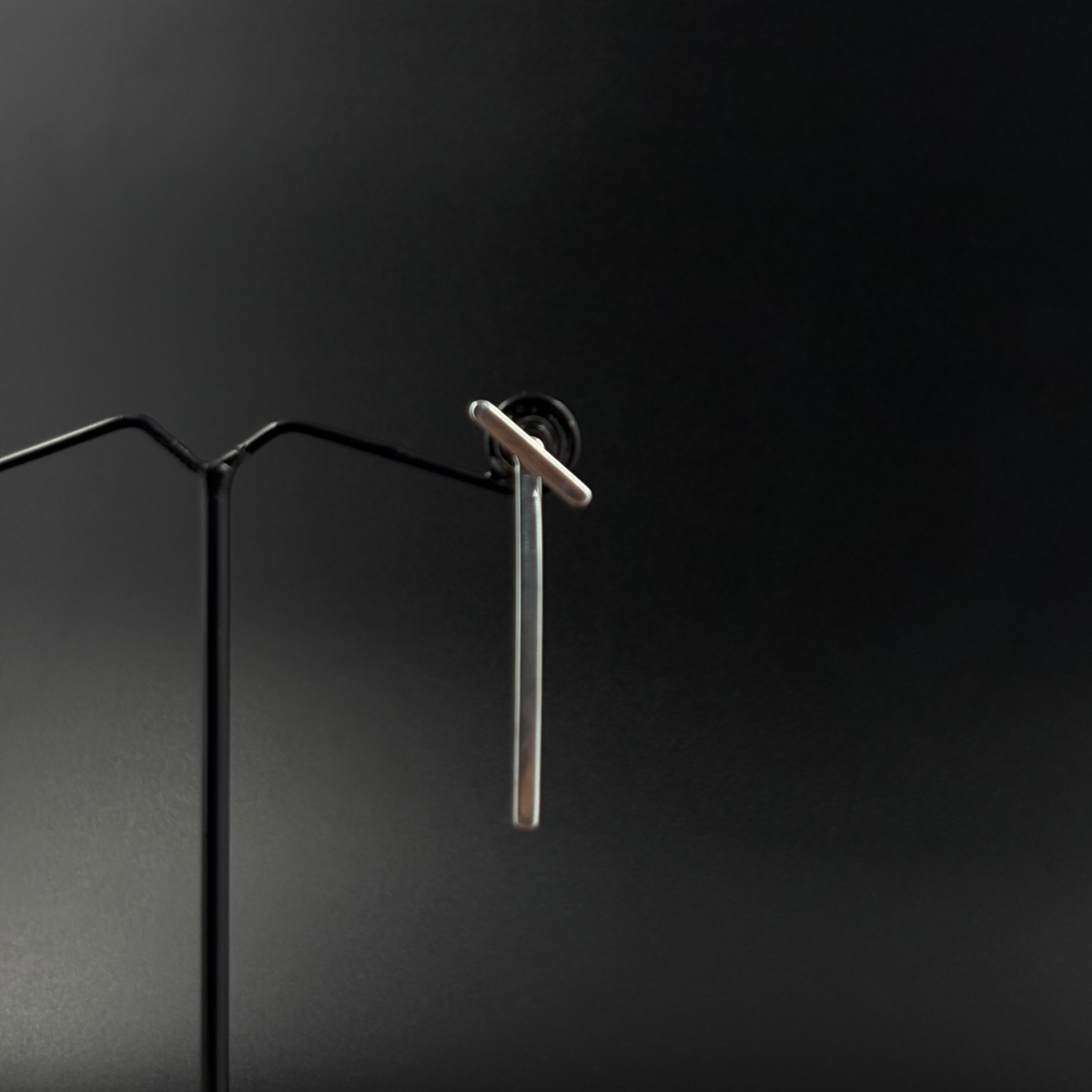 Minimal Silver Bar Drop Earrings | 925 Silver