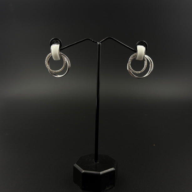 Ceramic Loop Sparkle Earrings | 925 Silver