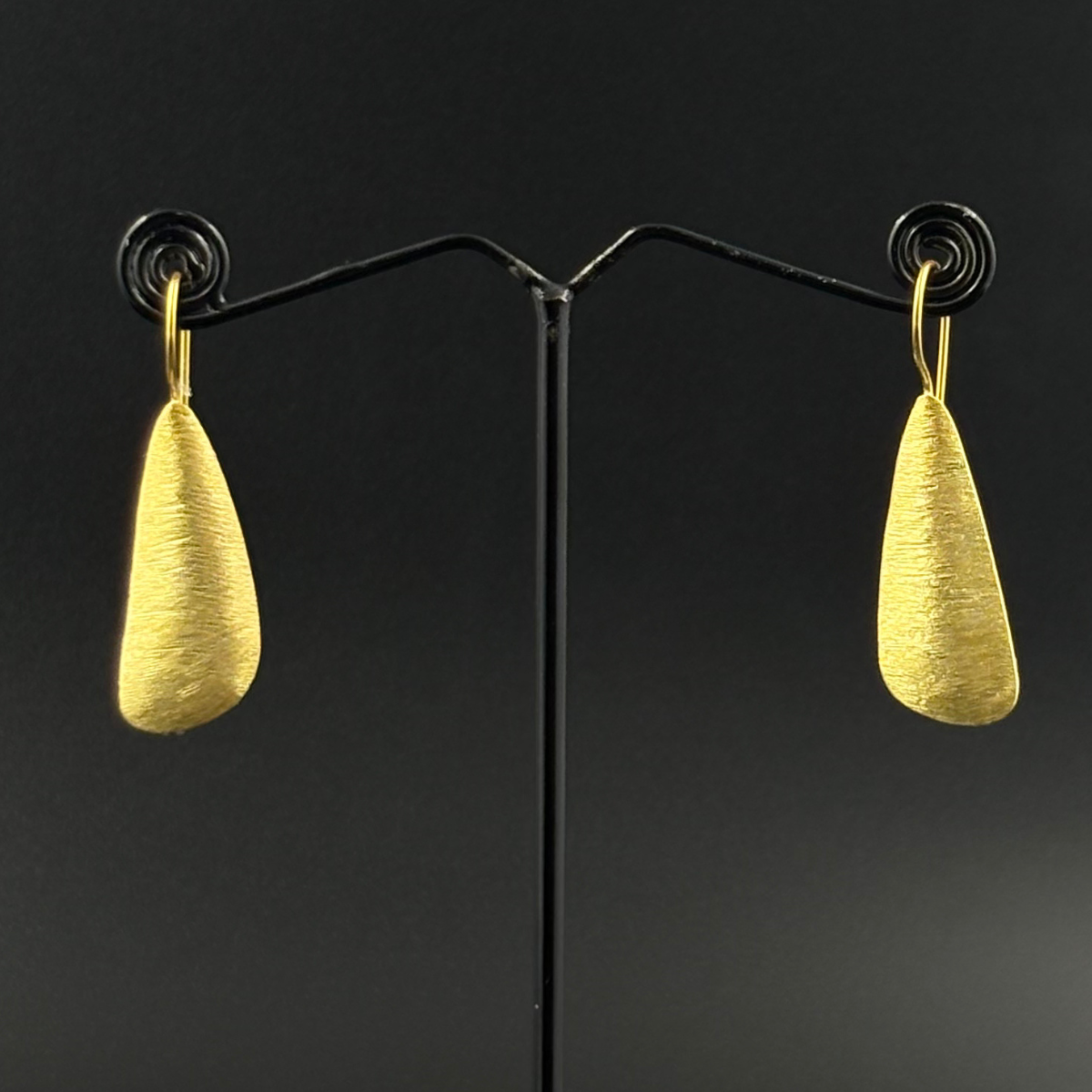 Gold Matte Teardrop Earrings | 925 Silver