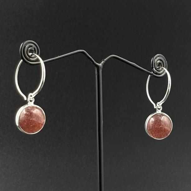 Cherry Red Stone Drop Earrings | 925 Silver