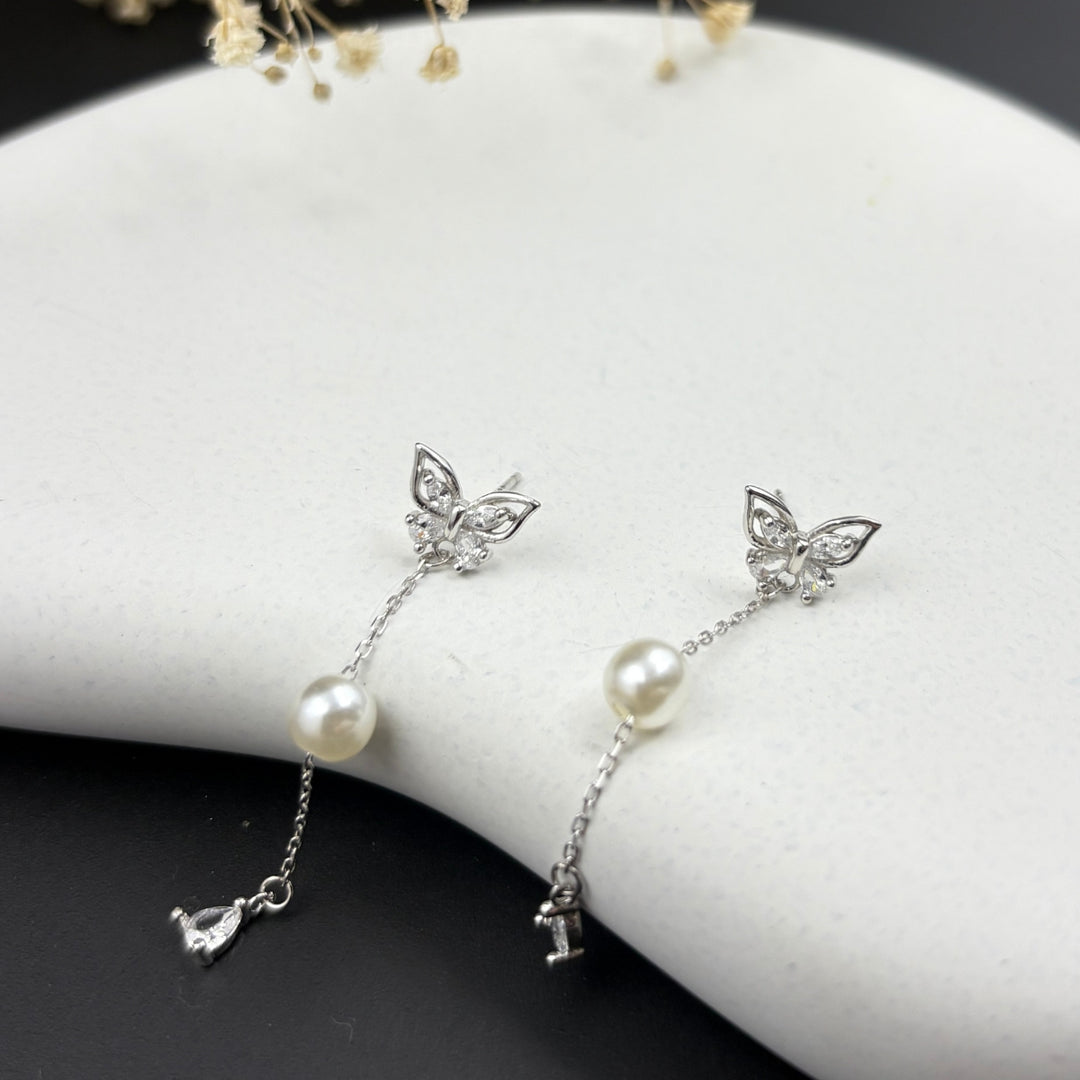 Pearl Whisper Silver Drop Earrings | 925 Silver