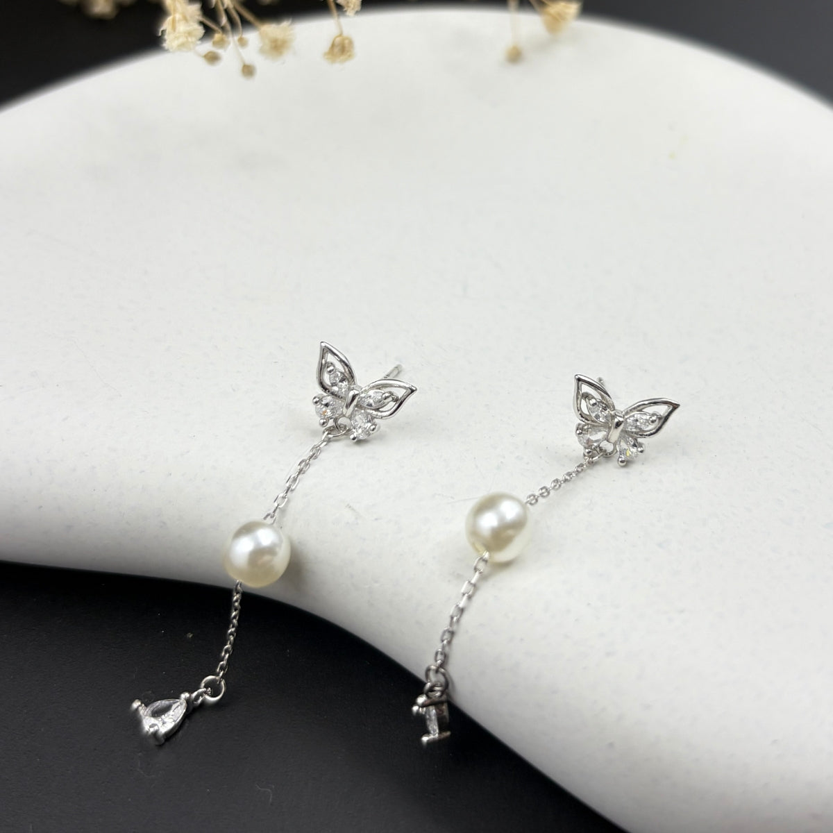 Pearl Whisper Silver Drop Earrings | 925 Silver