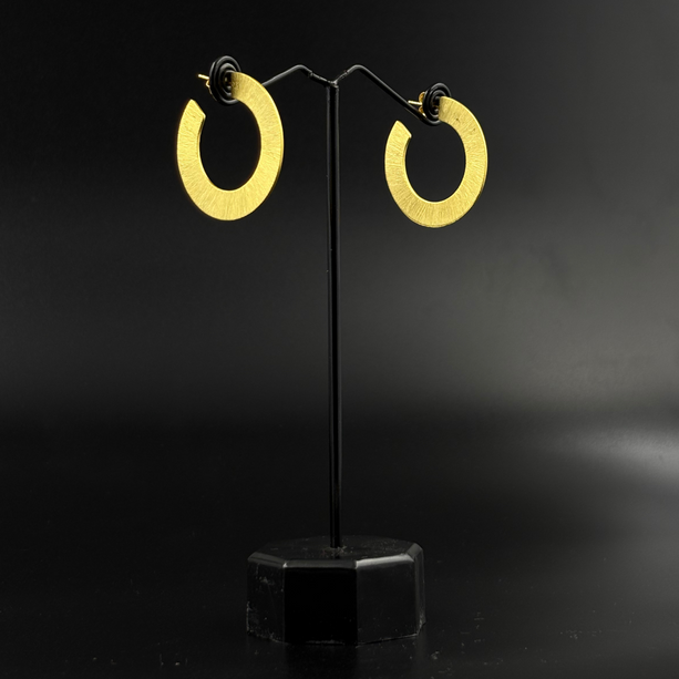 Textured Gold Hoop Earrings | 925 Silver