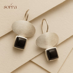 Black Silver Danglers | 925 Silver