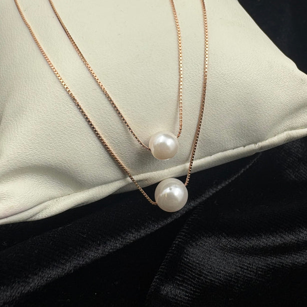Rosé Duo Pearl Necklace | 925 Silver