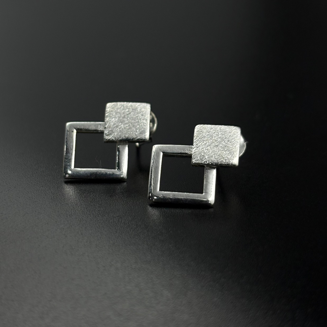 Twist Square Silver Earrings | 925 Silver