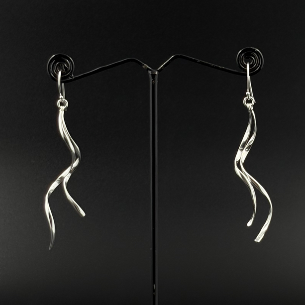 Wavy Silver Danglers | 925 Silver