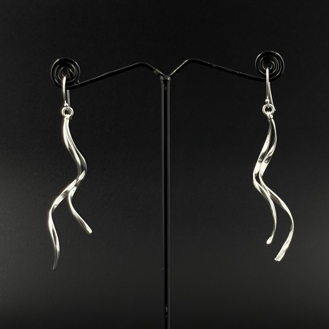 Wavy Silver Danglers | 925 Silver