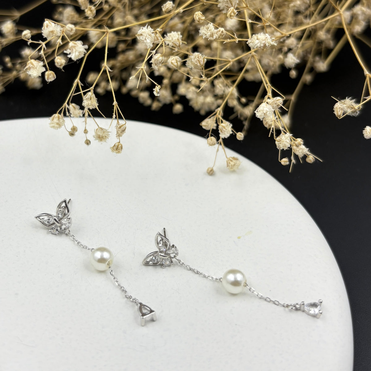 Pearl Whisper Silver Drop Earrings | 925 Silver