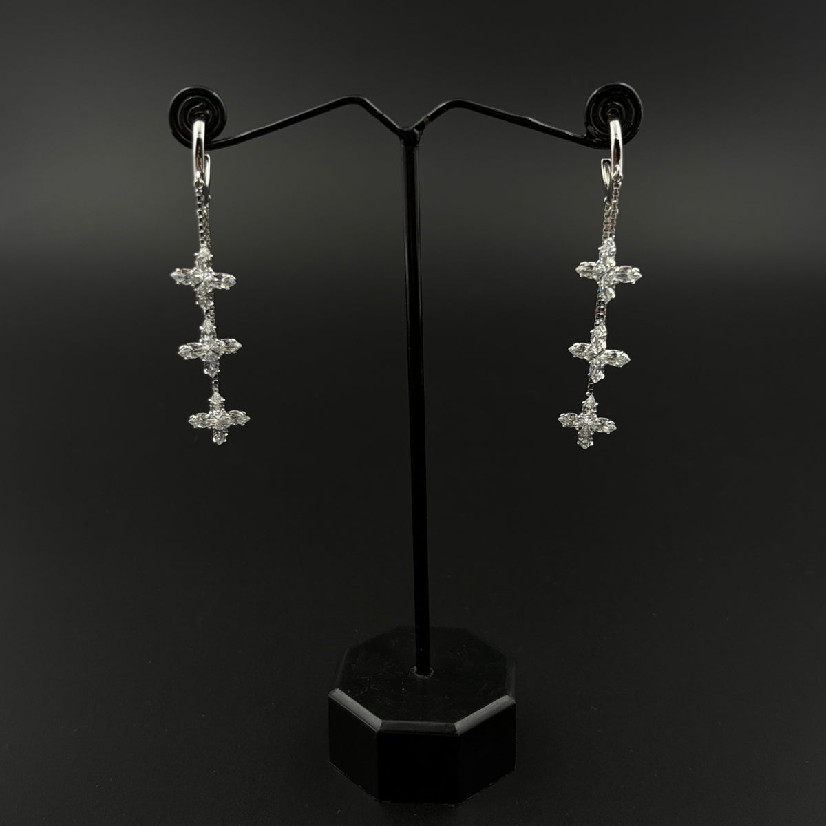 Crystal Bloom Drops Earrings | 925 Silver