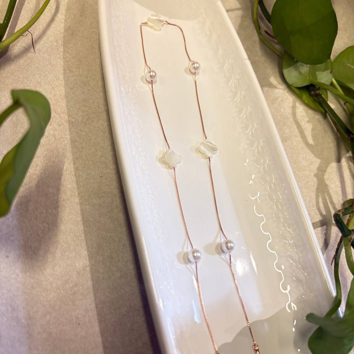 Pearldust Drift Stone Gold Charm Necklace | 925 Silver