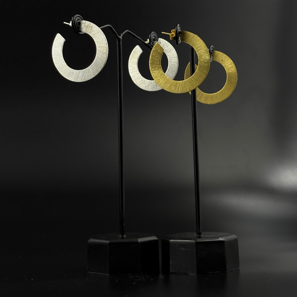 Textured Silver Hoop Earrings | 925 Silver