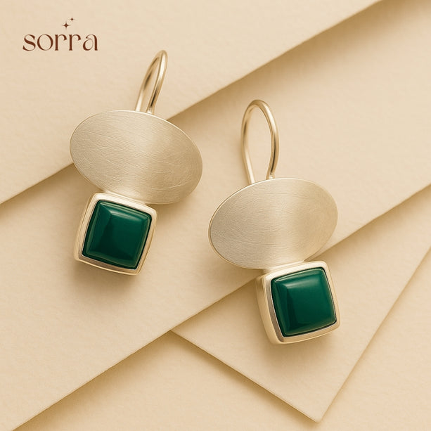 Green Silver Danglers | 925 Silver