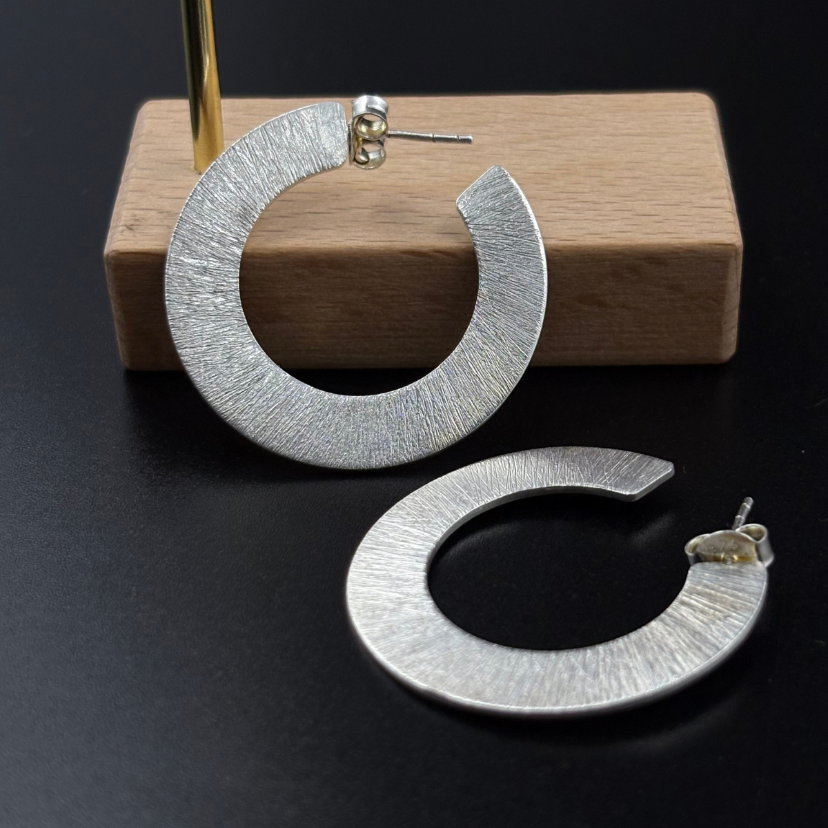 Textured Silver Hoop Earrings | 925 Silver