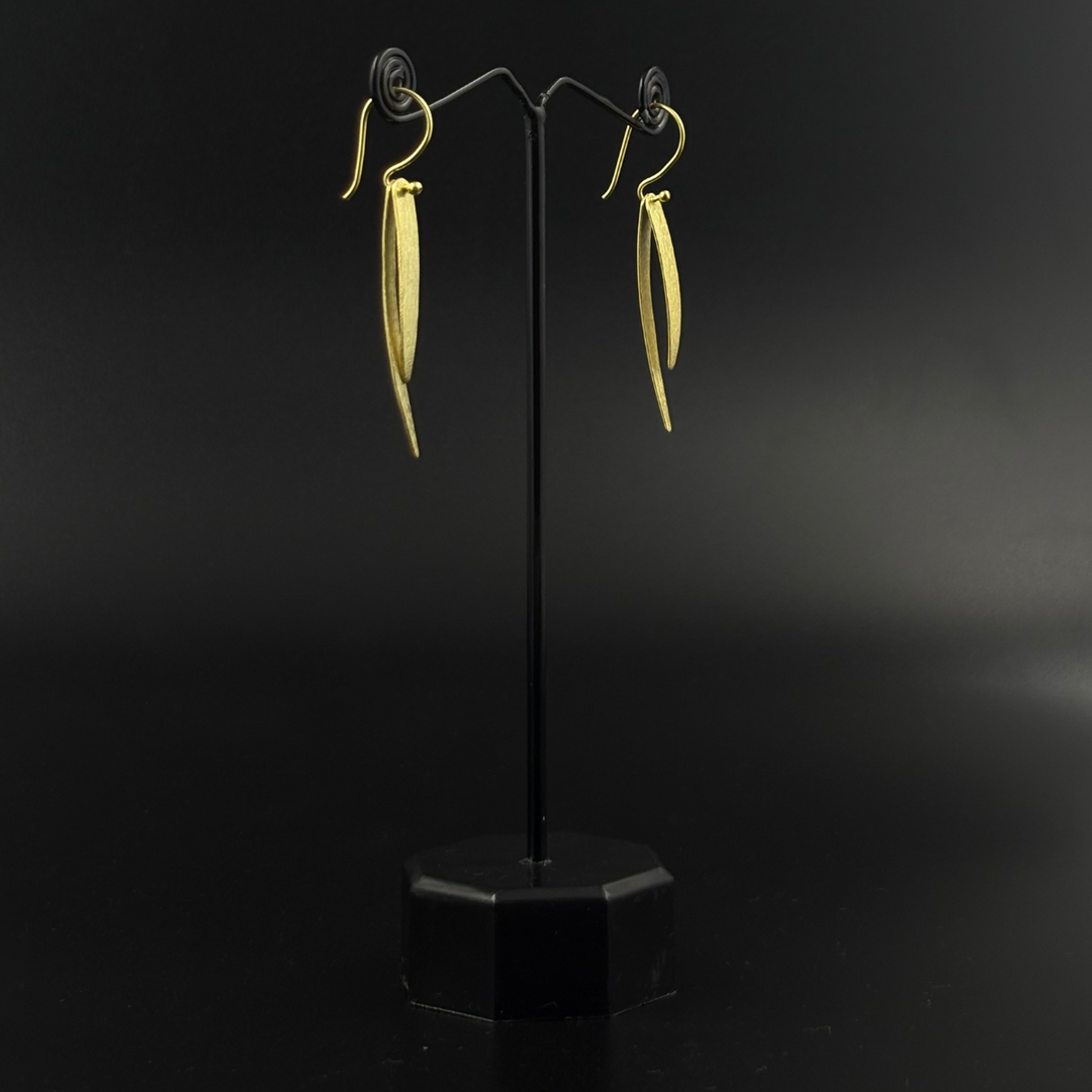 Golden Leaf Drop Earrings | 925 Silver