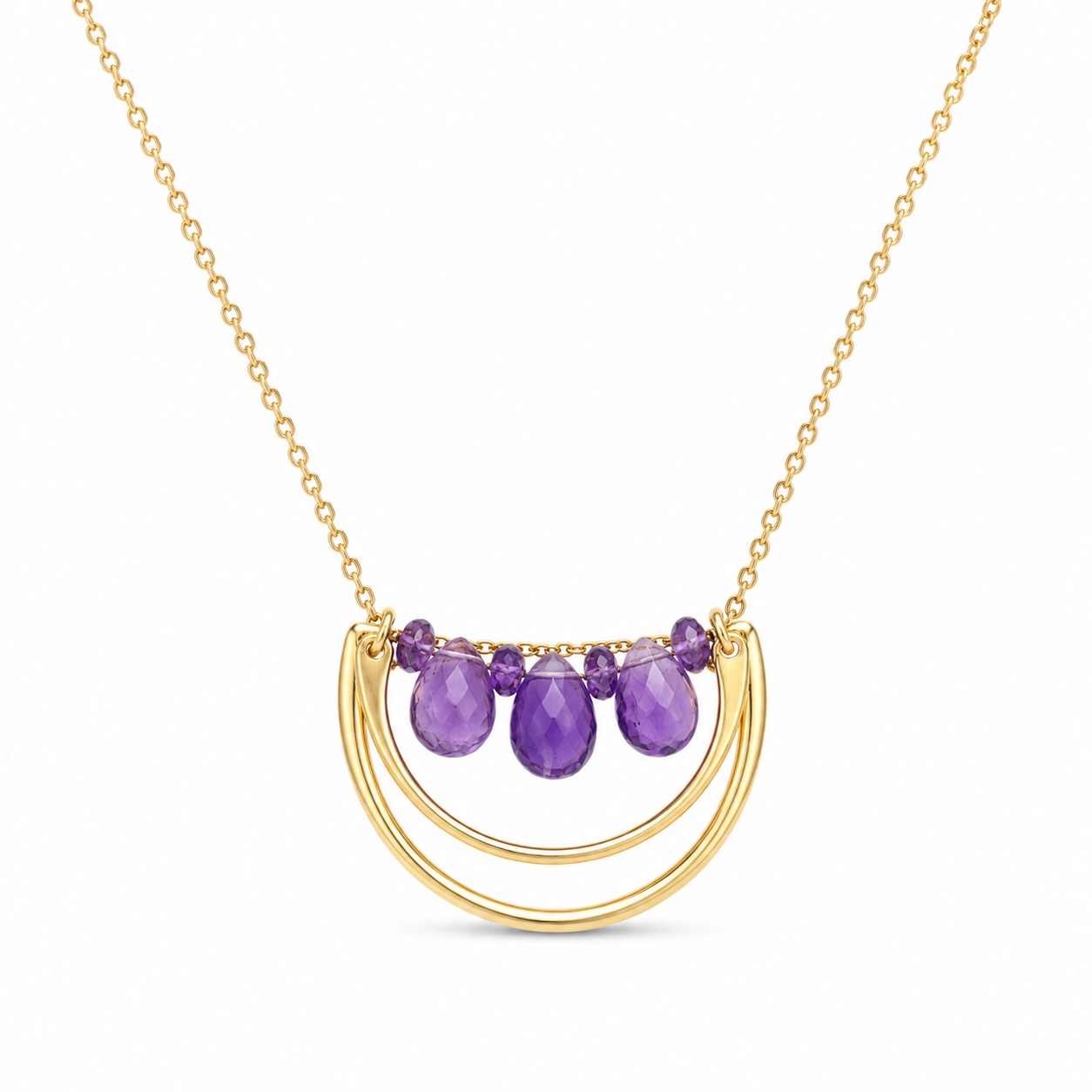 Amethyst Arc Drop Pendant | 925 Silver