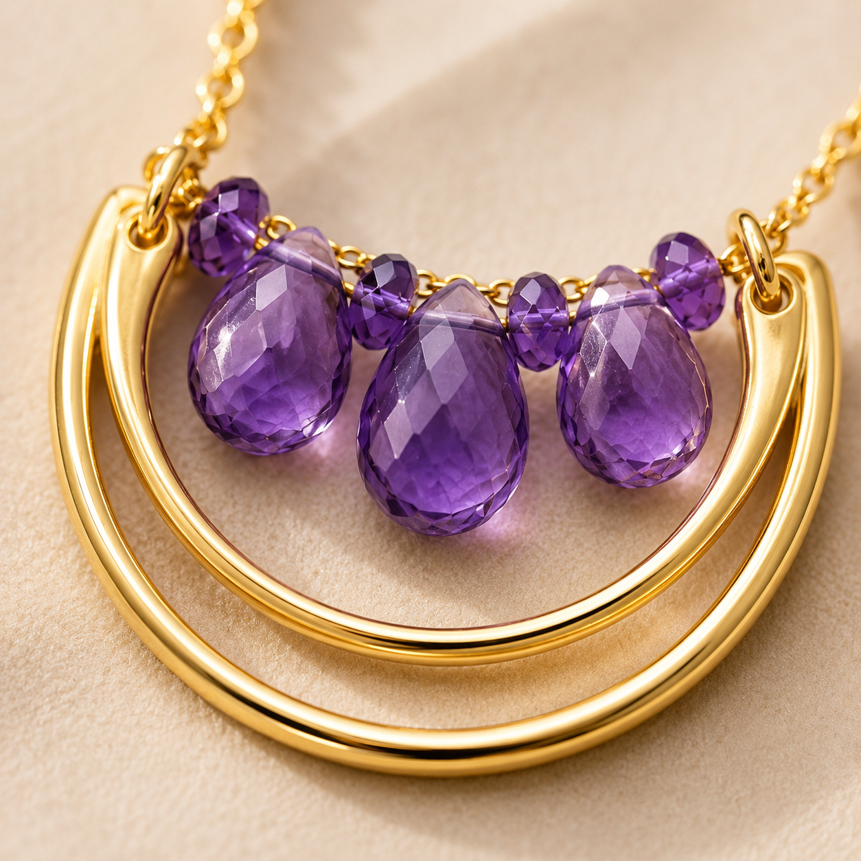 Amethyst Arc Drop Pendant | 925 Silver