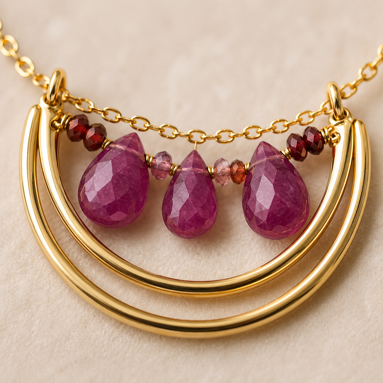 Amethyst Arc Pink Drop Pendant | 925 Silver