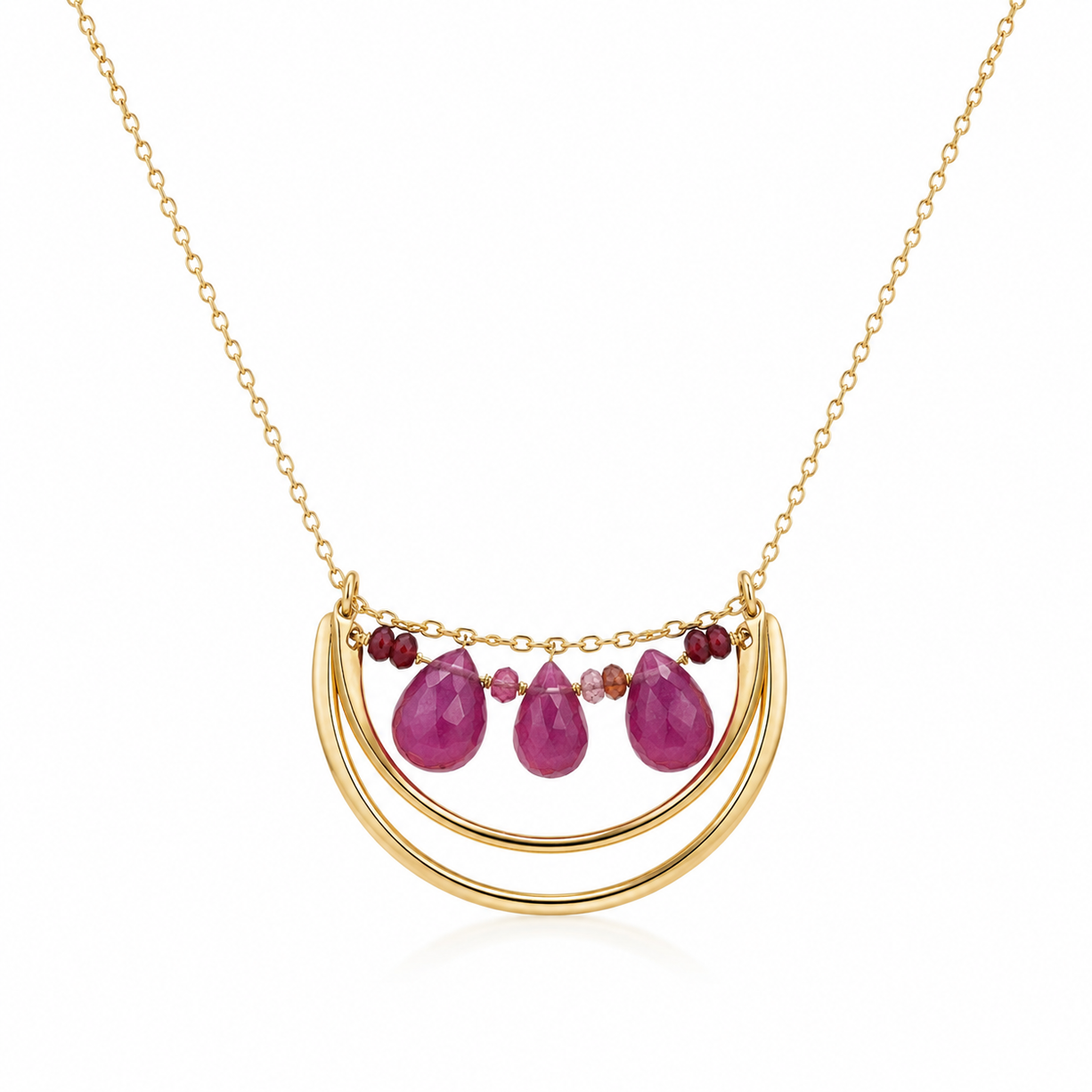 Amethyst Arc Pink Drop Pendant | 925 Silver