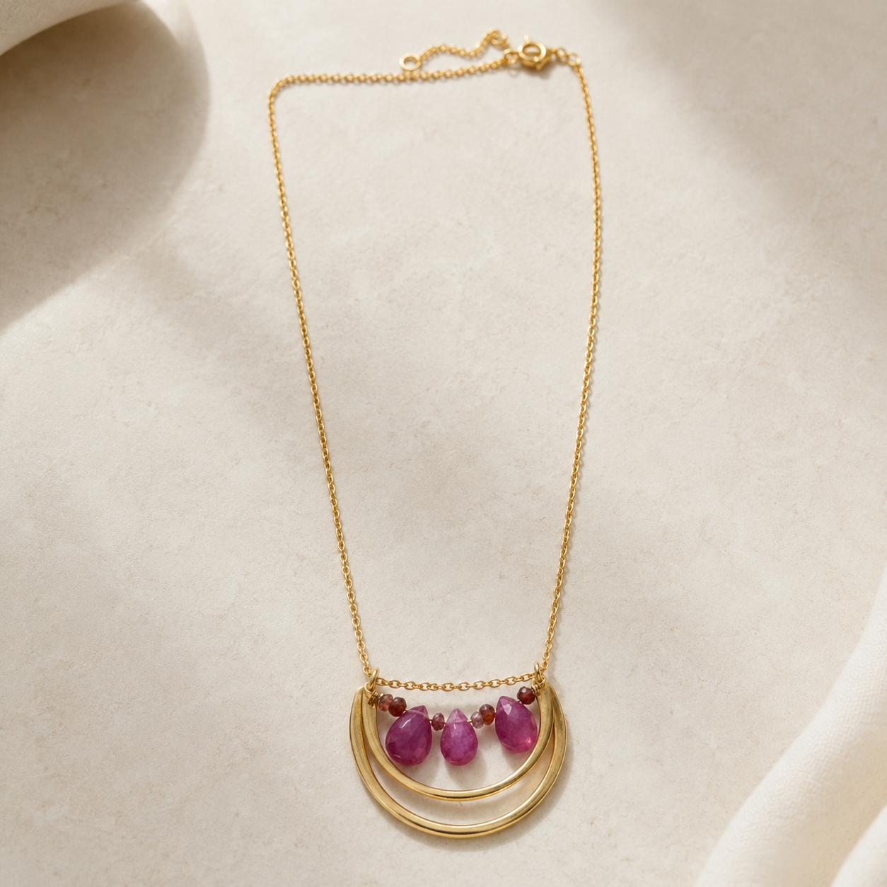 Amethyst Arc Pink Drop Pendant | 925 Silver