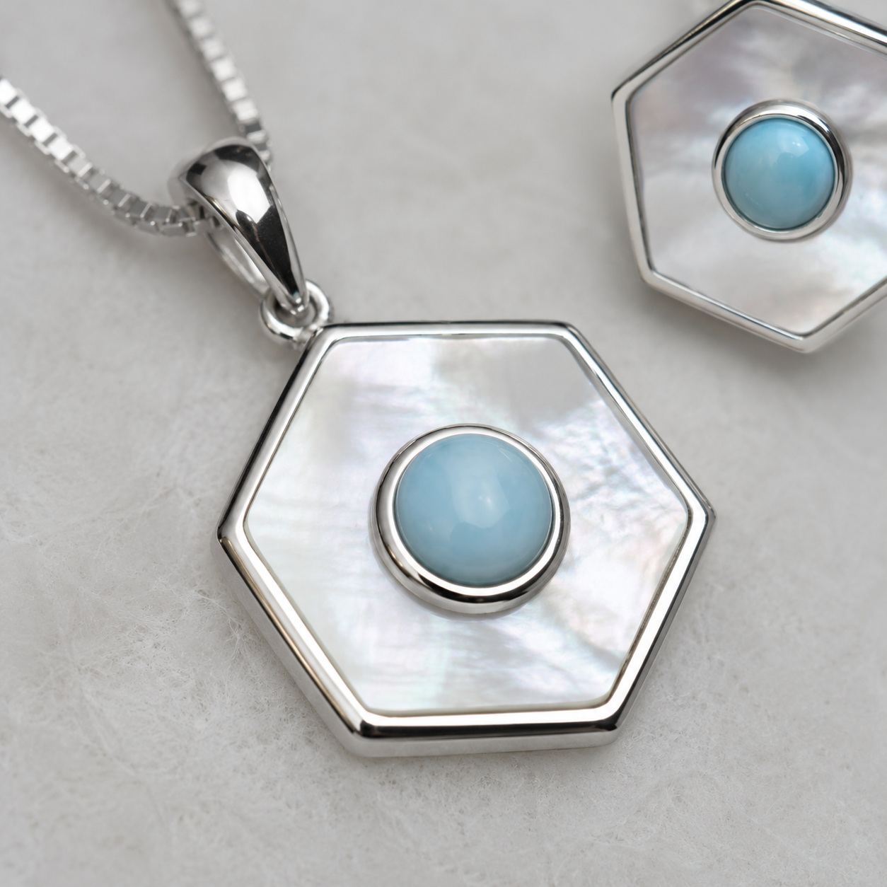 Aqua Hexa Silver Set | 925 Silver