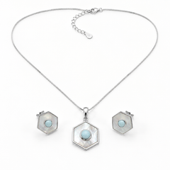 Aqua Hexa Silver Set | 925 Silver