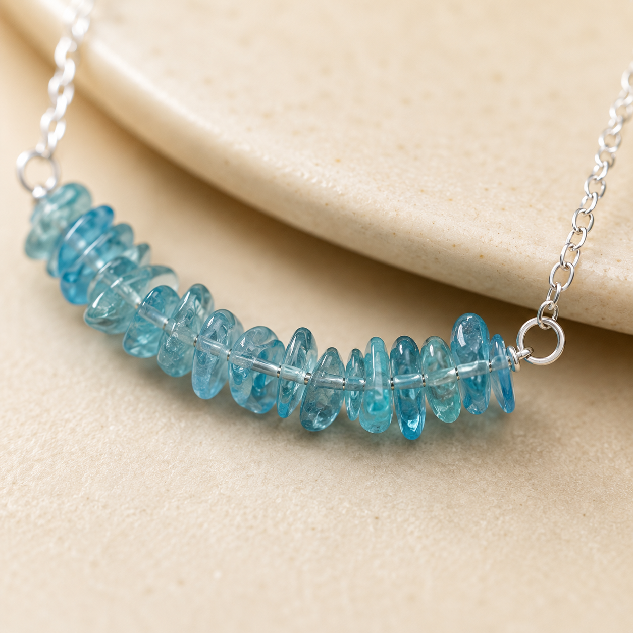Aqua Mist Crystal Necklace | 925 Silver