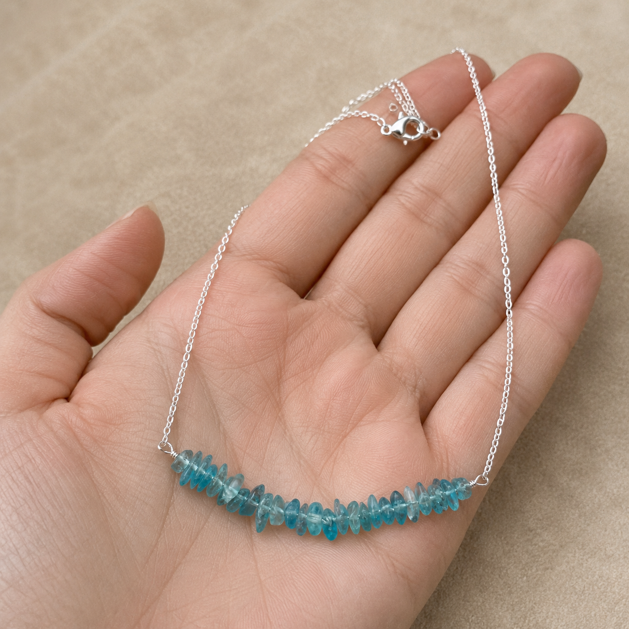 Aqua Mist Crystal Necklace | 925 Silver