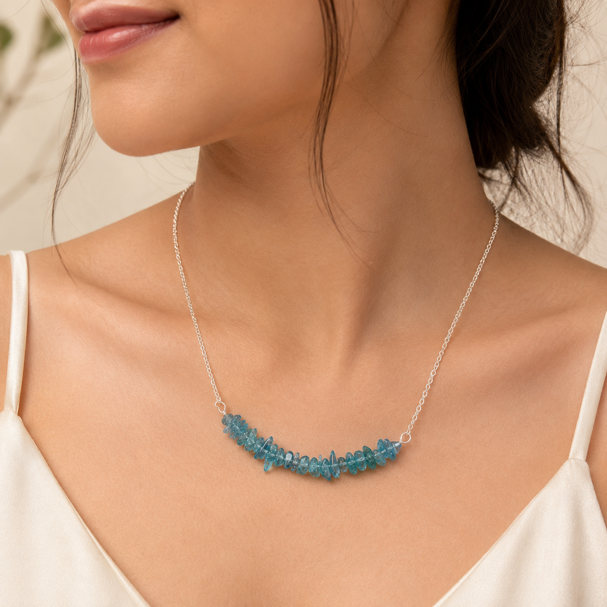 Aqua Mist Crystal Necklace | 925 Silver