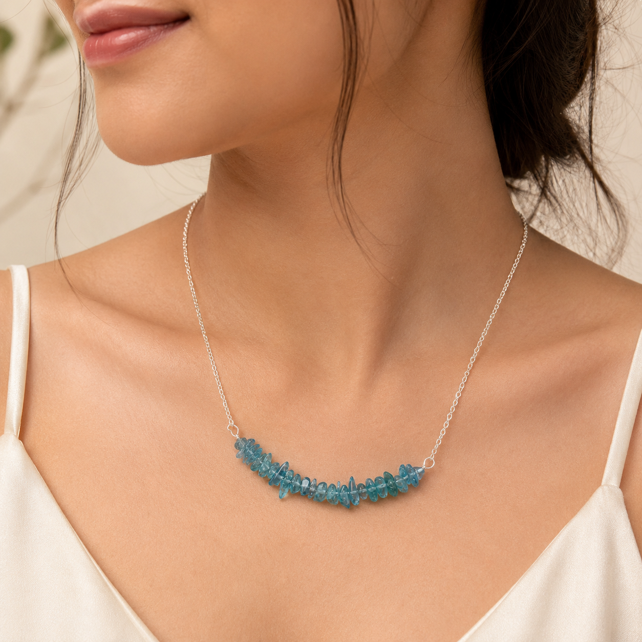 Aqua Mist Crystal Necklace | 925 Silver