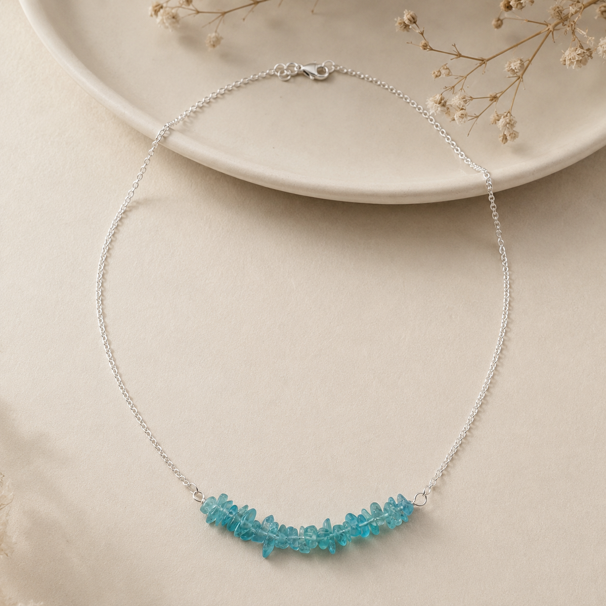 Aqua Mist Crystal Necklace | 925 Silver