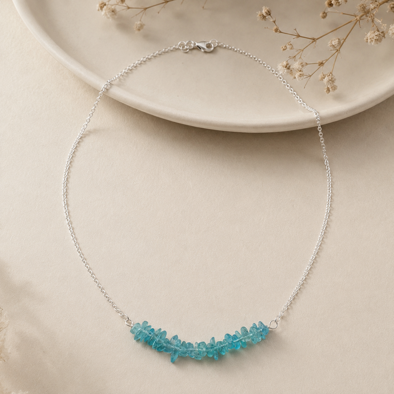 Aqua Mist Crystal Necklace | 925 Silver