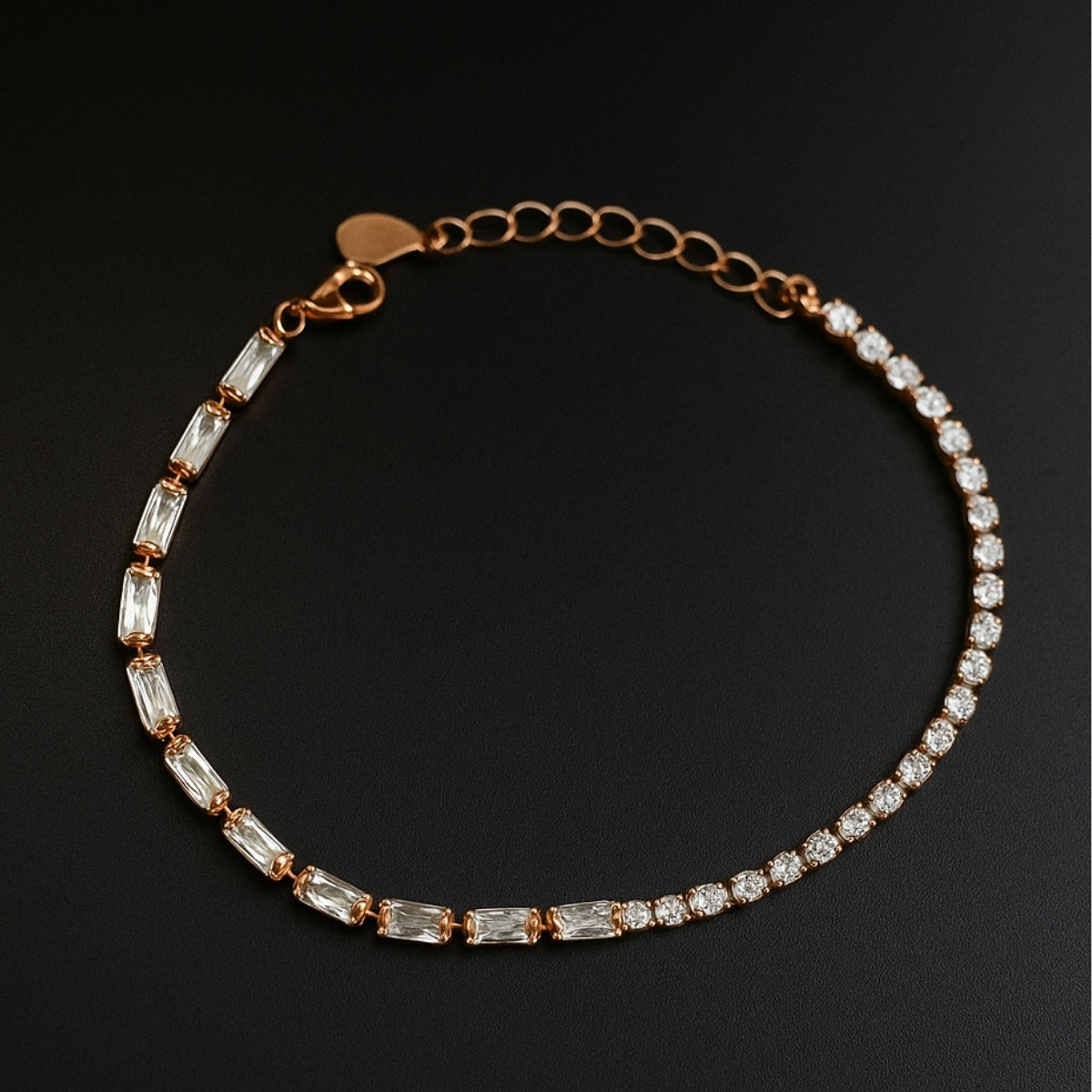 Crystal Square Gold Tennis Bracelet | 925 Silver
