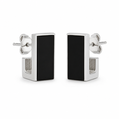 Black Edge Stud Earrings | 925 Silver