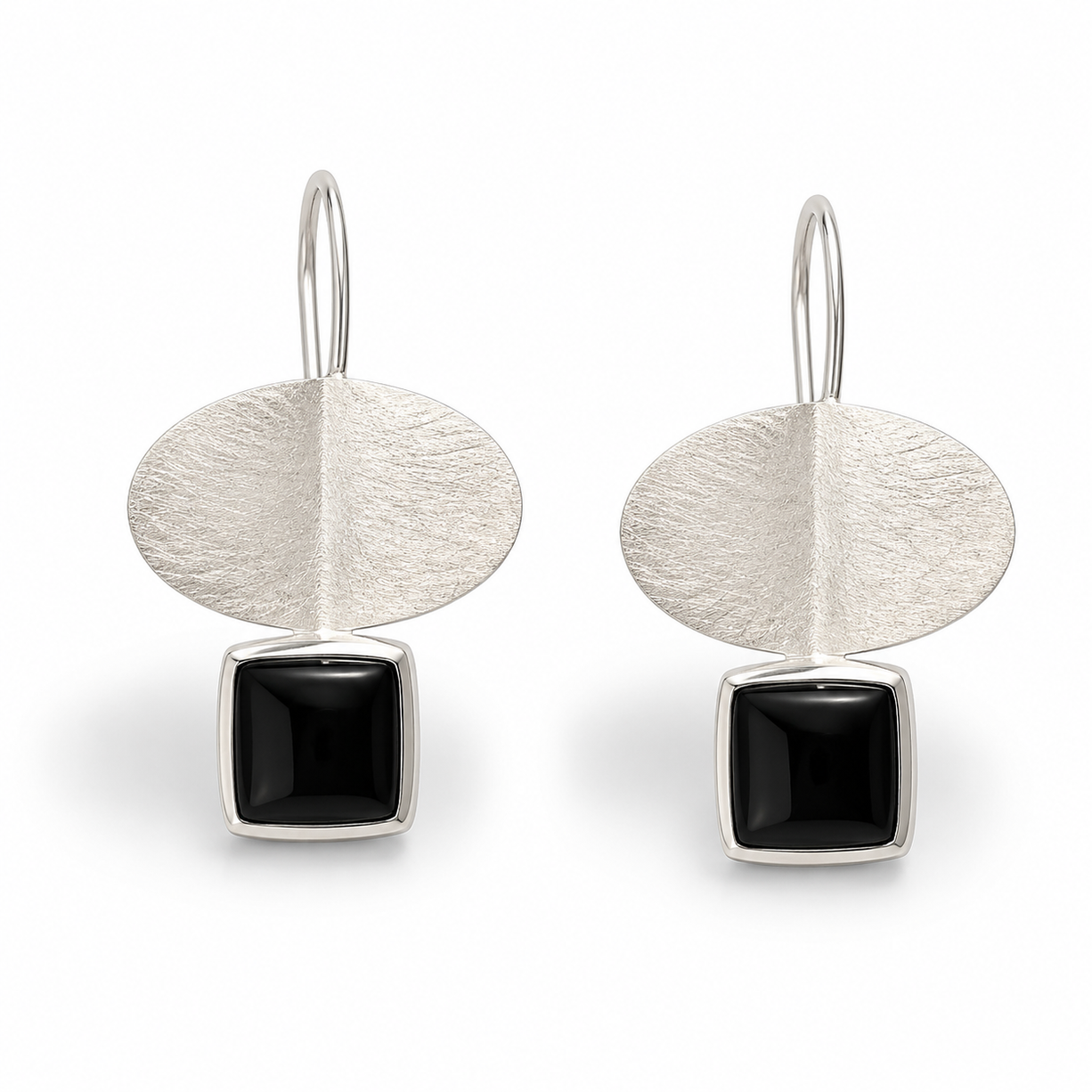 Black Silver Danglers | 925 Silver