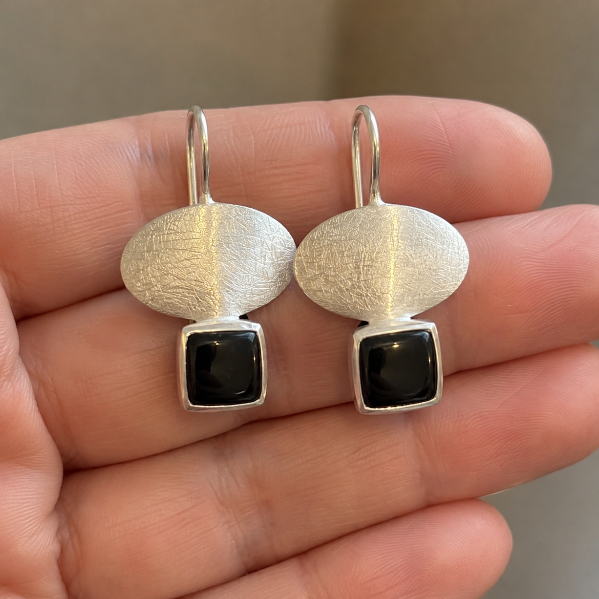 Black Silver Danglers | 925 Silver