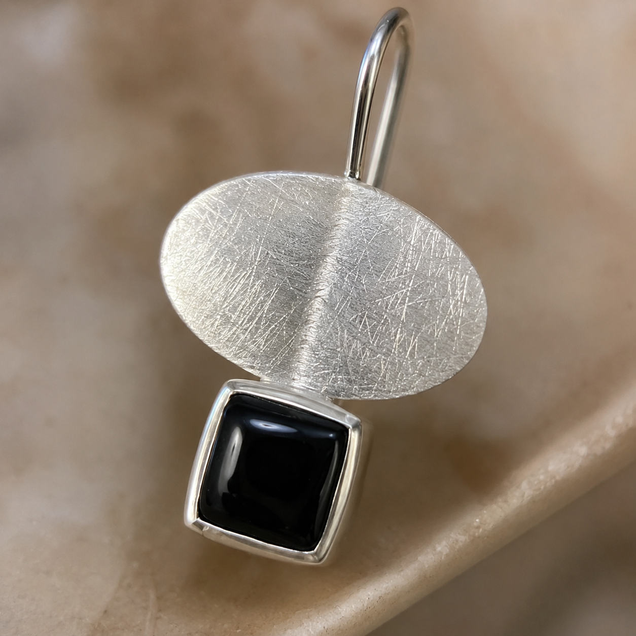 Black Silver Danglers | 925 Silver