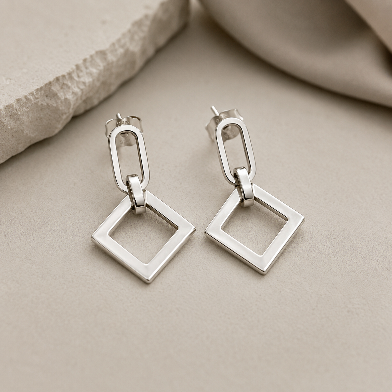 Black & Silver Geo Earrings | 925 Silver