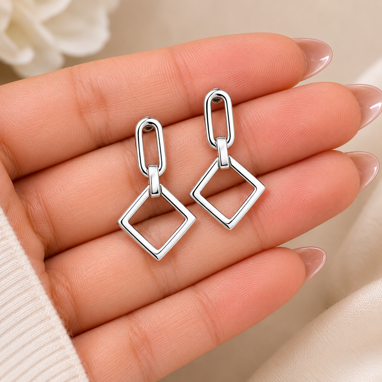 Black & Silver Geo Earrings | 925 Silver