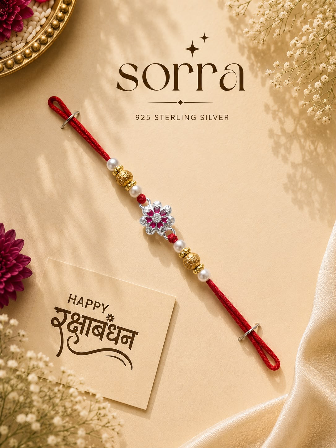 Blossom Charm Silver Rakhi