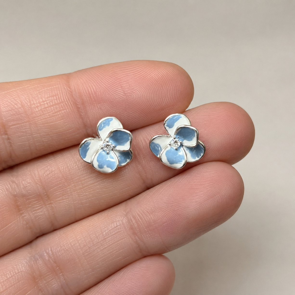 Blue Blossom Whisper Stud Earrings | 925 Silver