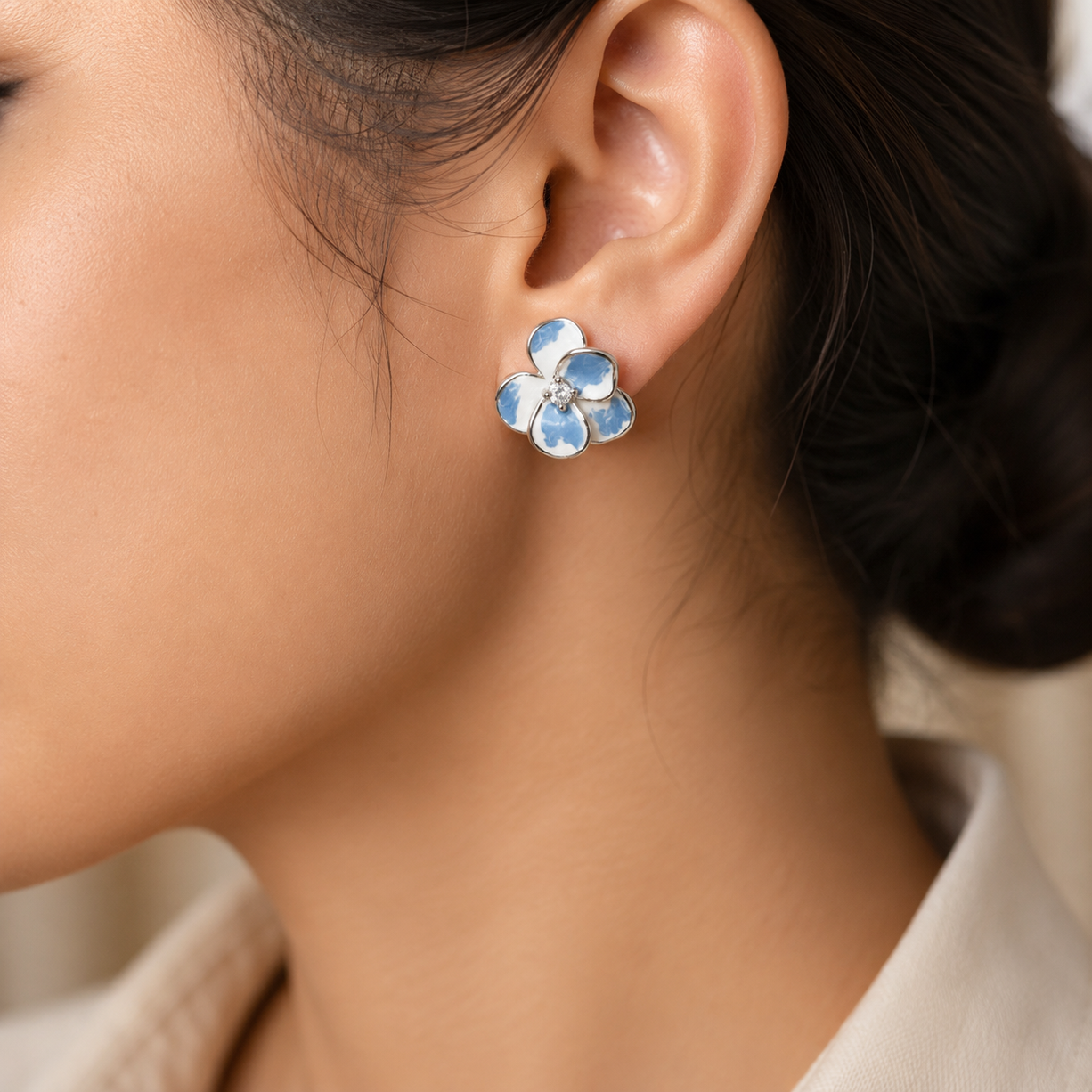 Blue Blossom Whisper Stud Earrings | 925 Silver