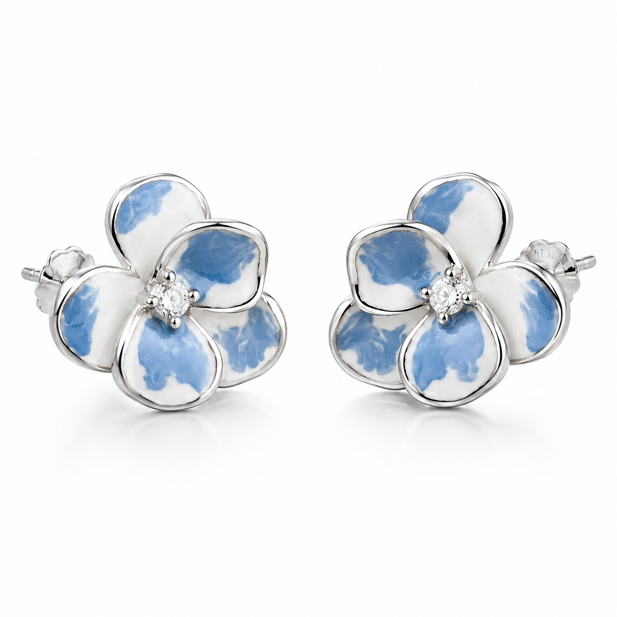 Blue Blossom Whisper Stud Earrings | 925 Silver