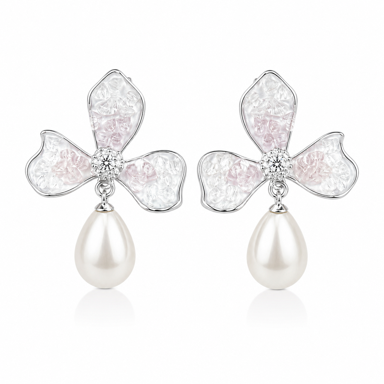Blush Petal Pearls Earrings | 925 Silver