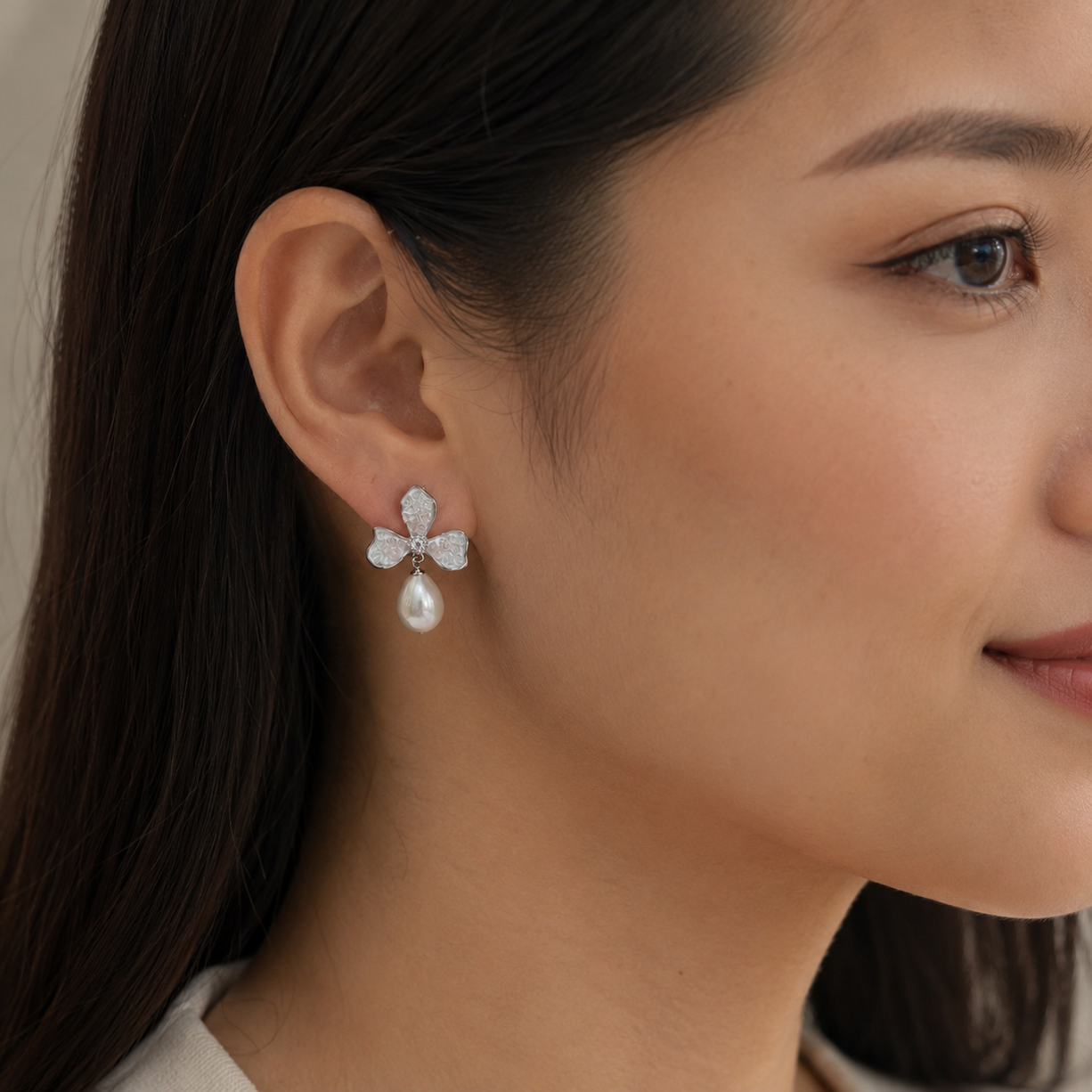 Blush Petal Pearls Earrings | 925 Silver